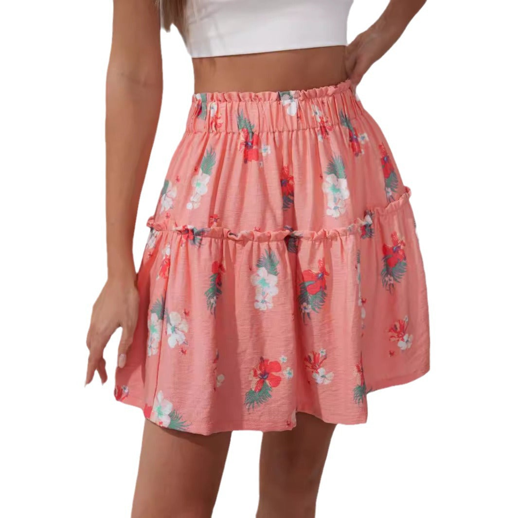 Damen sommerliches Stufenrock mit floralem Design Sovae