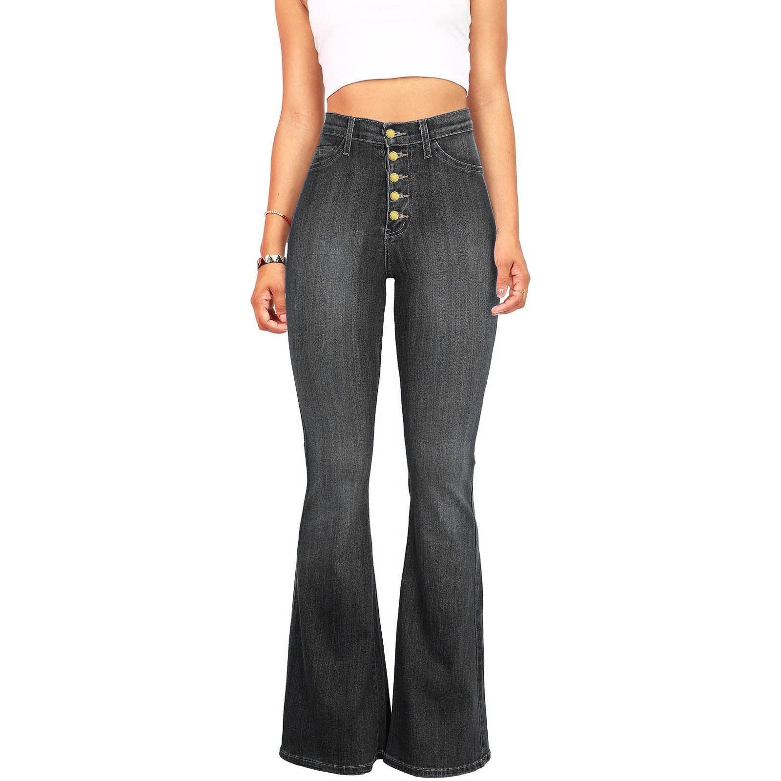 Damen High-Waist Schlagjeans Sovae