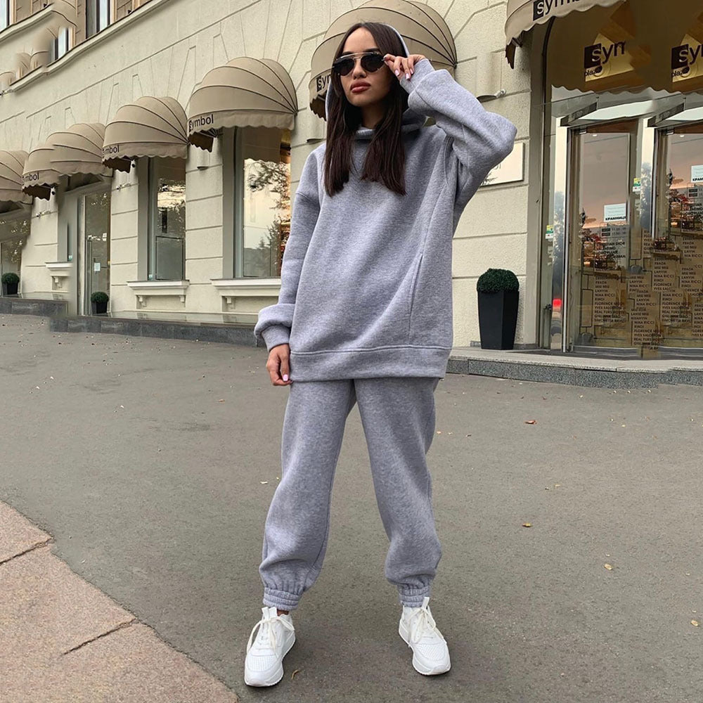 Damen Freizeit-Hoodie-Set mit elastischem Bund und praktischen Taschen Sovae