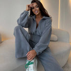 Damen Fleece-Jumpsuit mit Reißverschluss und elastischem Bund Sovae
