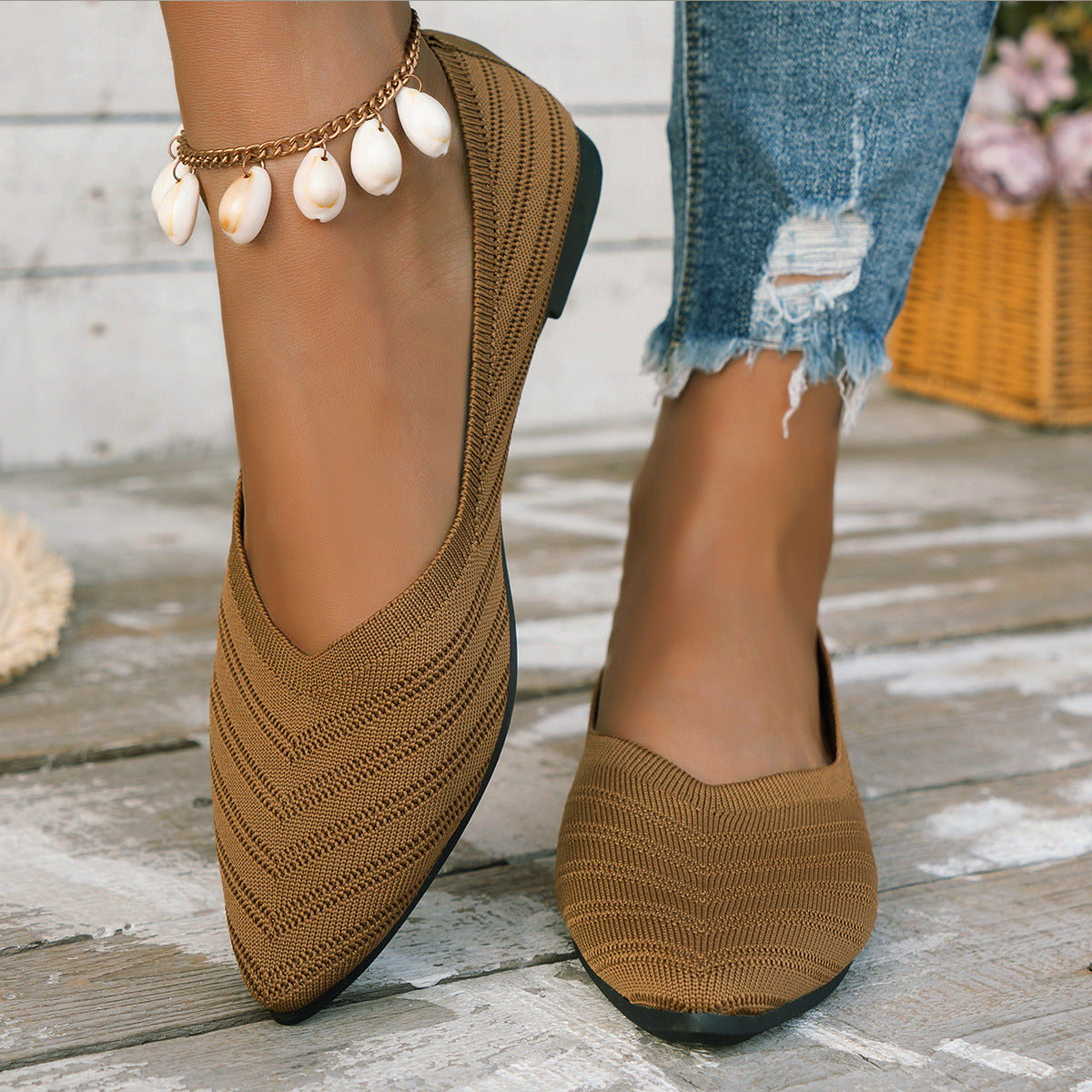 Damen spitze Ballerinas aus atmungsaktivem Gewebe Sovae