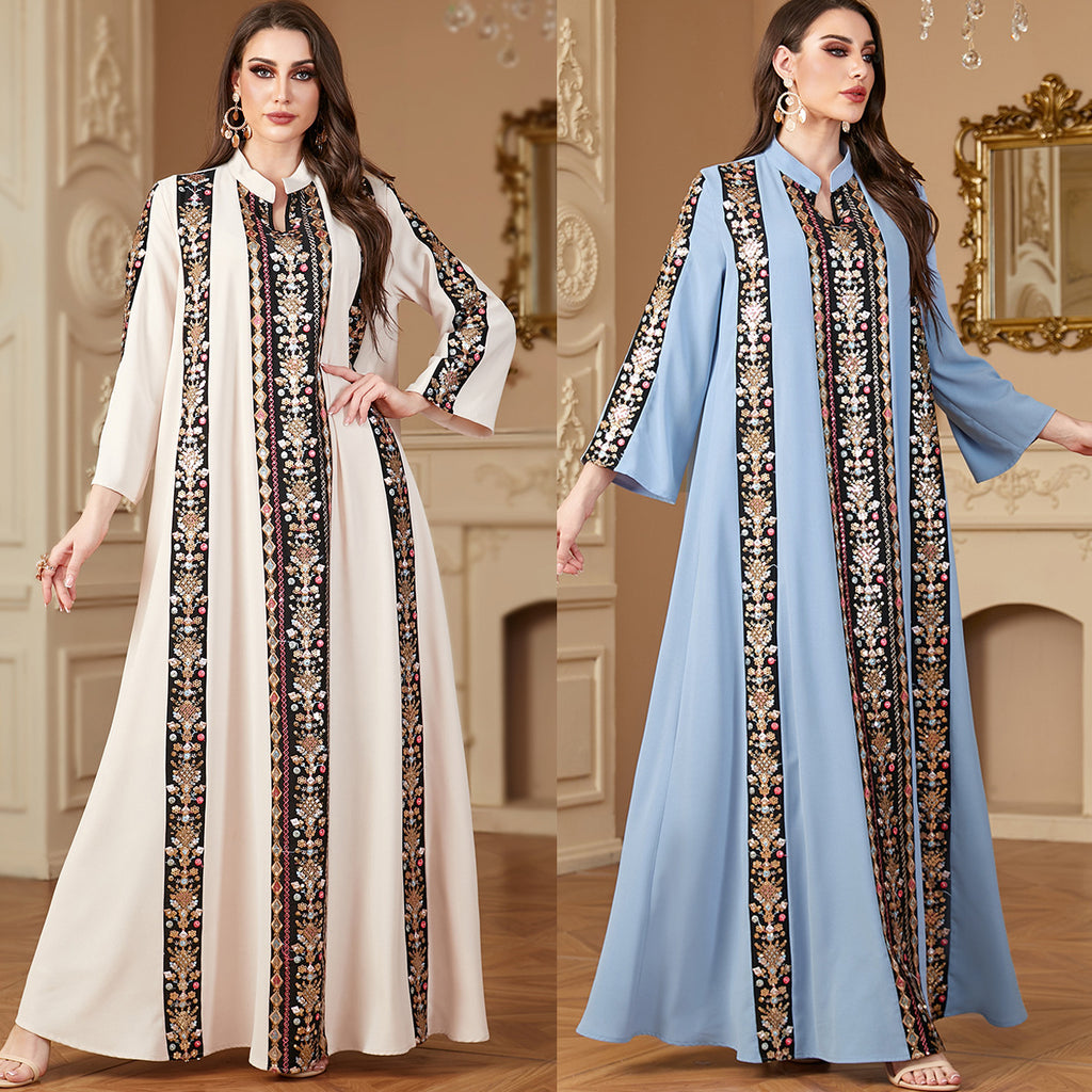 Damen Elegante Maxikleid mit opulenter floralem Stickerei Sovae