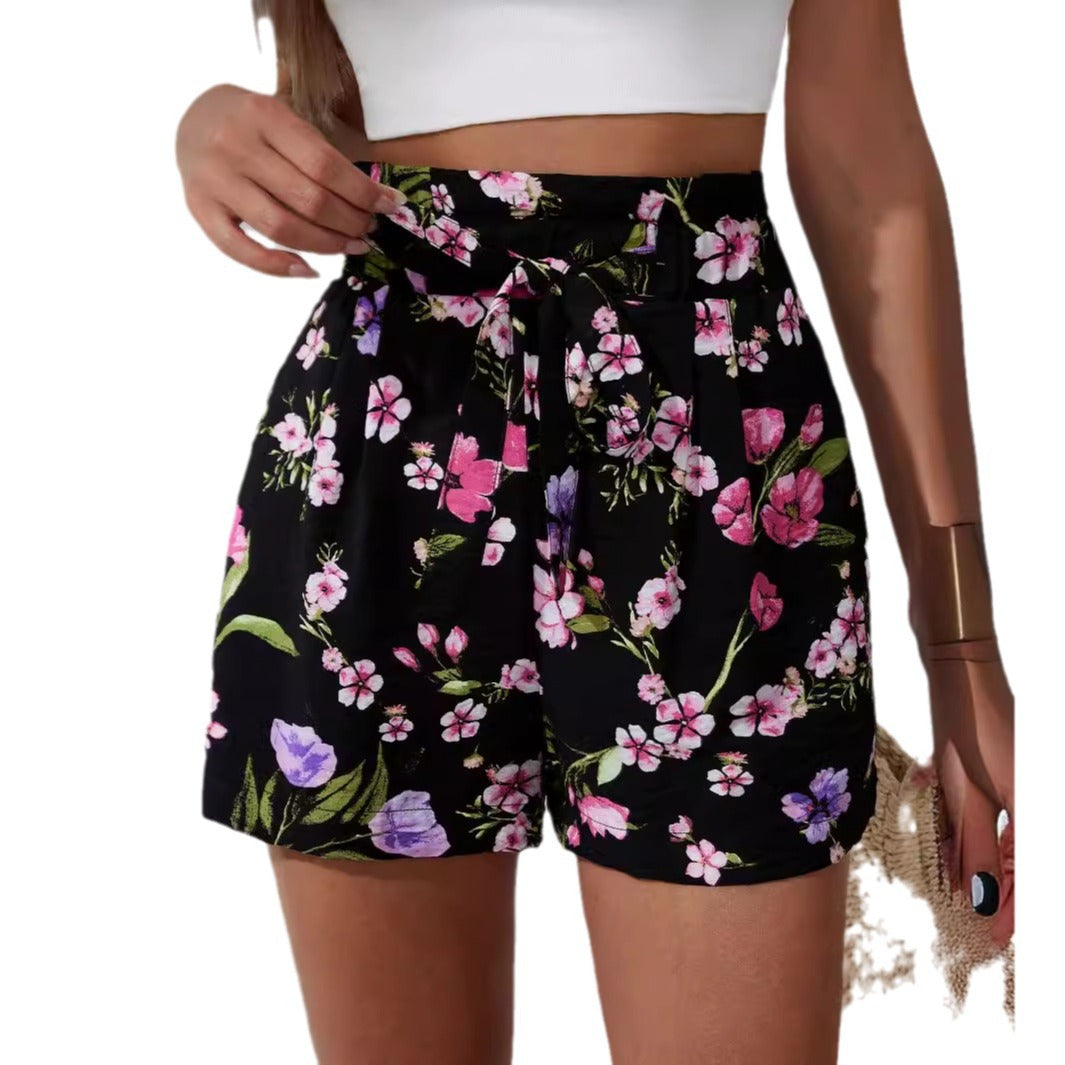 Damen Blumengemusterte Shorts mit weitem Bein Sovae