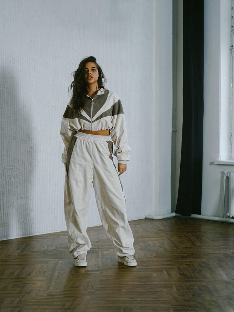Damen Sportliche Freizeitjacke und weite Hose Set Sovae