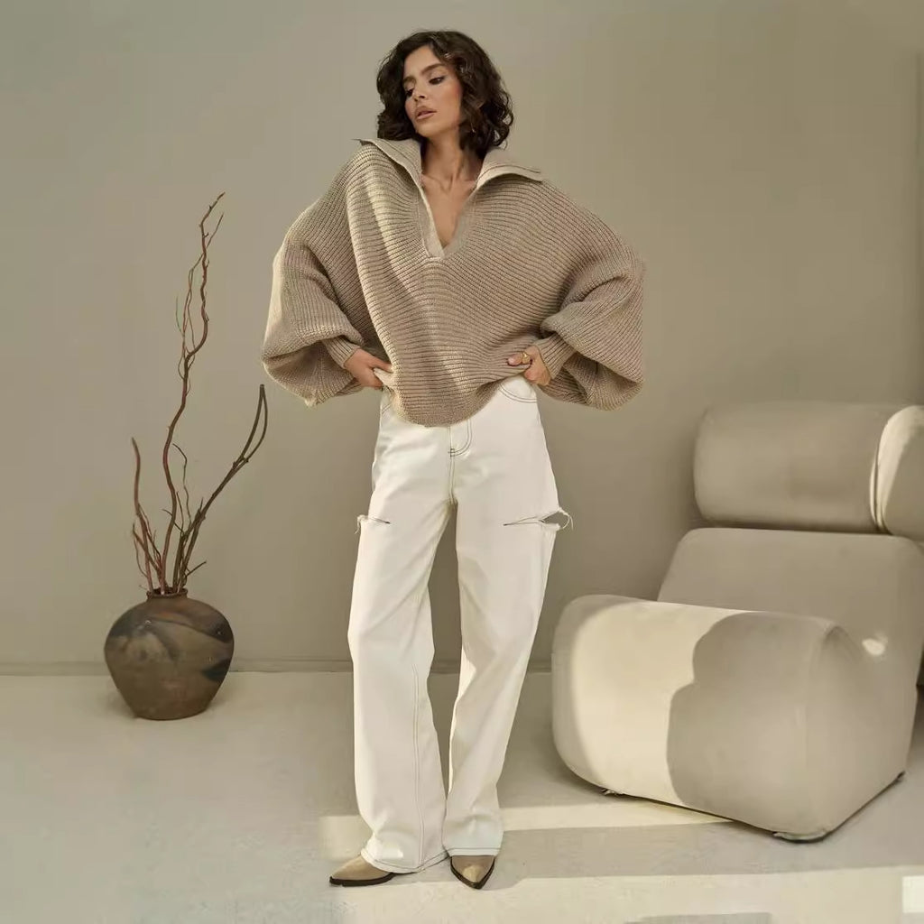 Damen Kuscheliger Oversized Pullover Sovae
