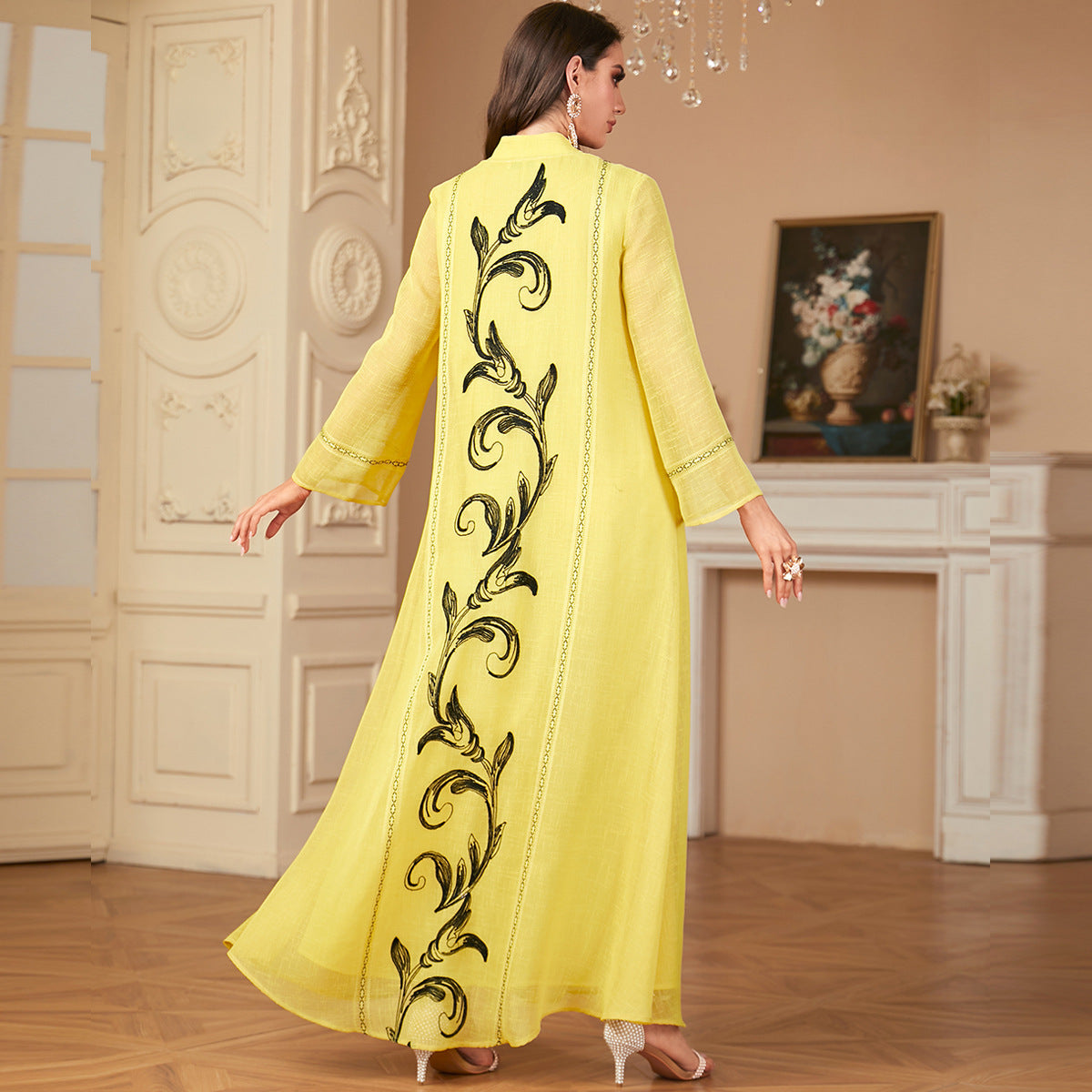 Damen Elegantes und kunstvoll besticktes Maxikleid Sovae