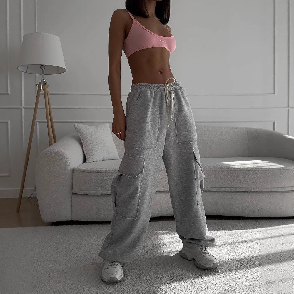 Damen Cargo-Hose mit weitem Schnitt und elastischem Bund Sovae