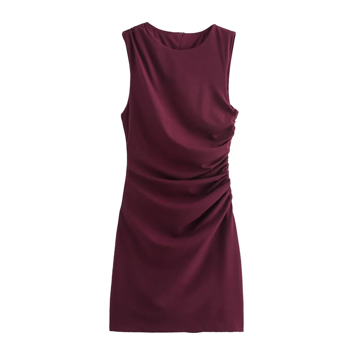 Damen ärmelloses Minikleid mit elegantem Drapierungsdesign Sovae