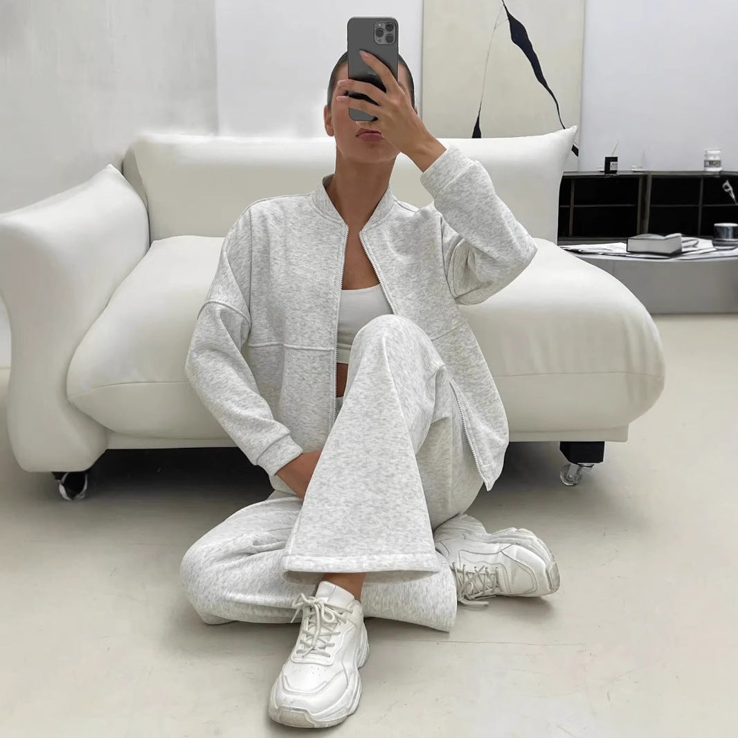 Damen Sportliches Fleece-Set mit durchgehendem Reißverschluss Sovae