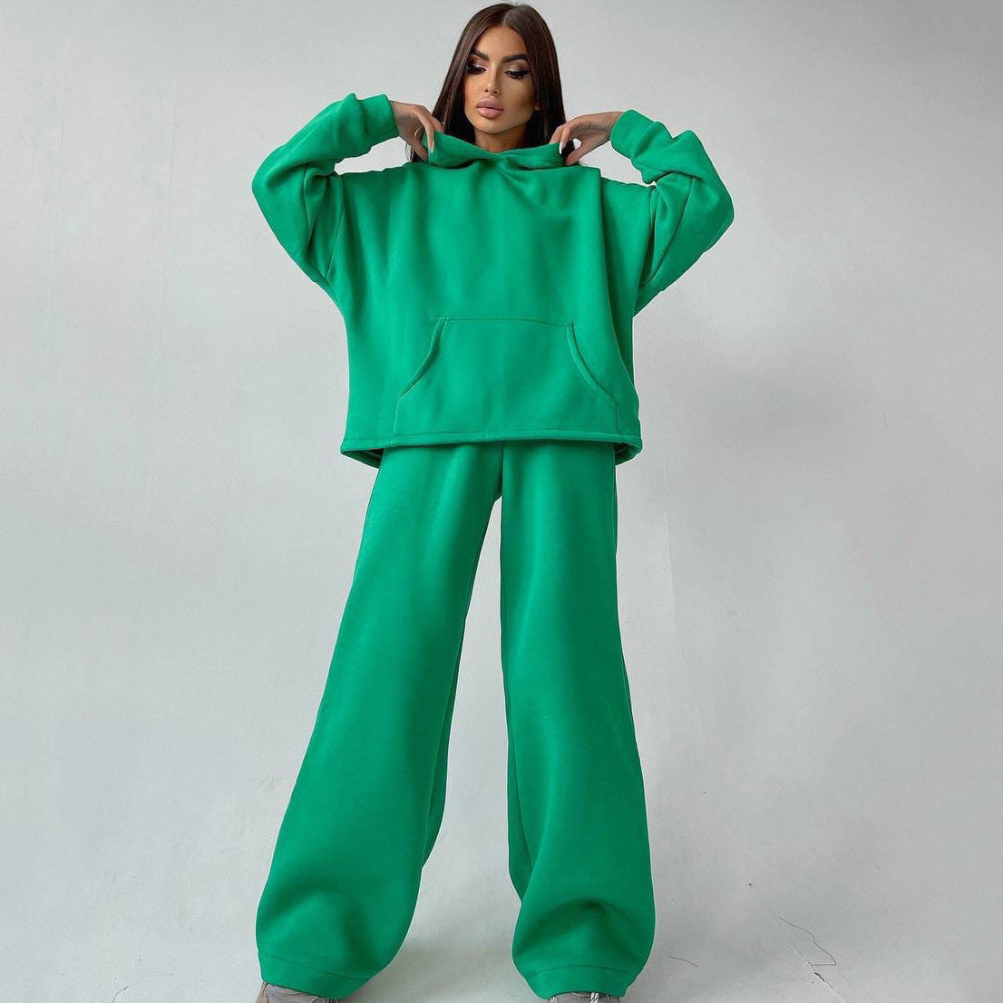 Damen Sportlicher Fleece-Zweiteiler mit weitem Schnitt Sovae