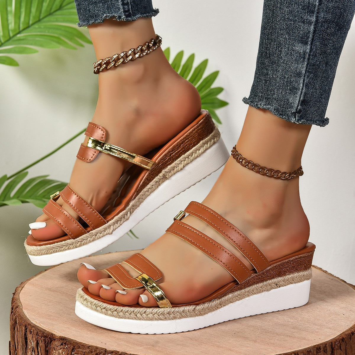Damen Komfortable Espadrilles mit modischen Riemen und atmungsaktivem Fußbett Sovae