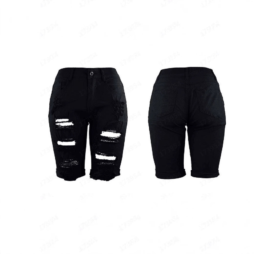 Damen Zerstörte Denim-Shorts im modischen Relaxed Fit Sovae