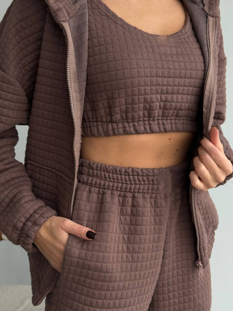 Damen Komfortables Fleece-Loungewear-Set mit kapuzensweat Sovae