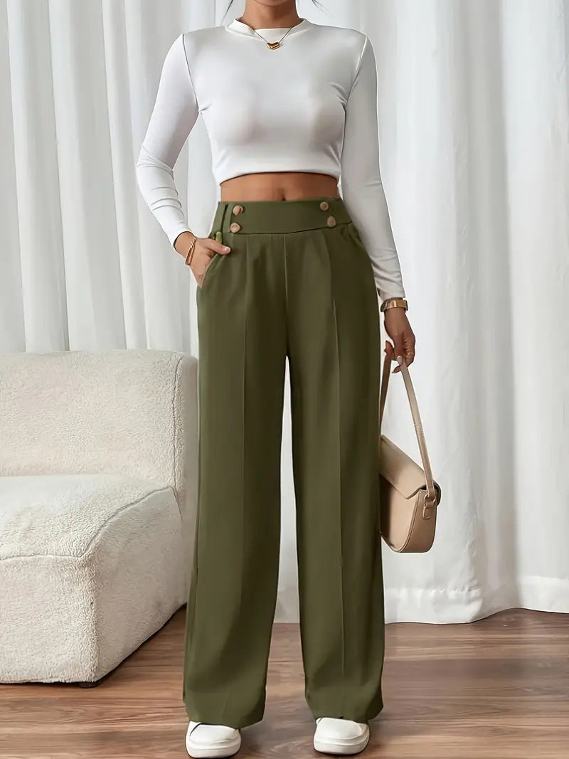 Damen Hochbundhose mit eleganter Knopfdetails Sovae