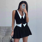 Damen Sportliches Minikleid mit dekorativem Kragen und Knopfleiste Sovae