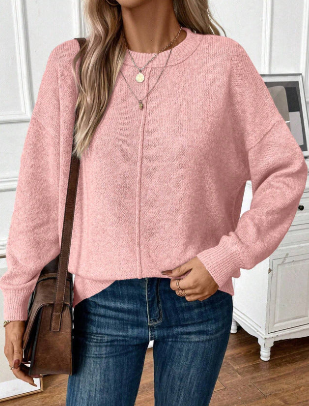 Damen lässiger Strickpullover mit lockerer Passform und schlichtem Design Sovae