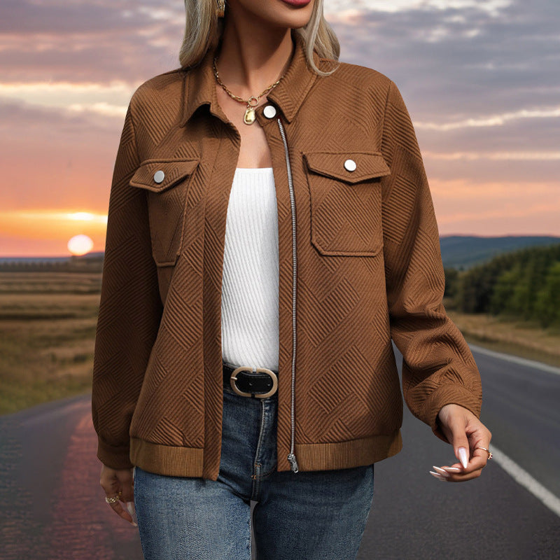 Damen Utility-Jacke mit strukturierter Oberfläche und praktischen Taschen Sovae