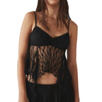 Damen Spitzenoletta Top mit lässigem Schnitt Sovae