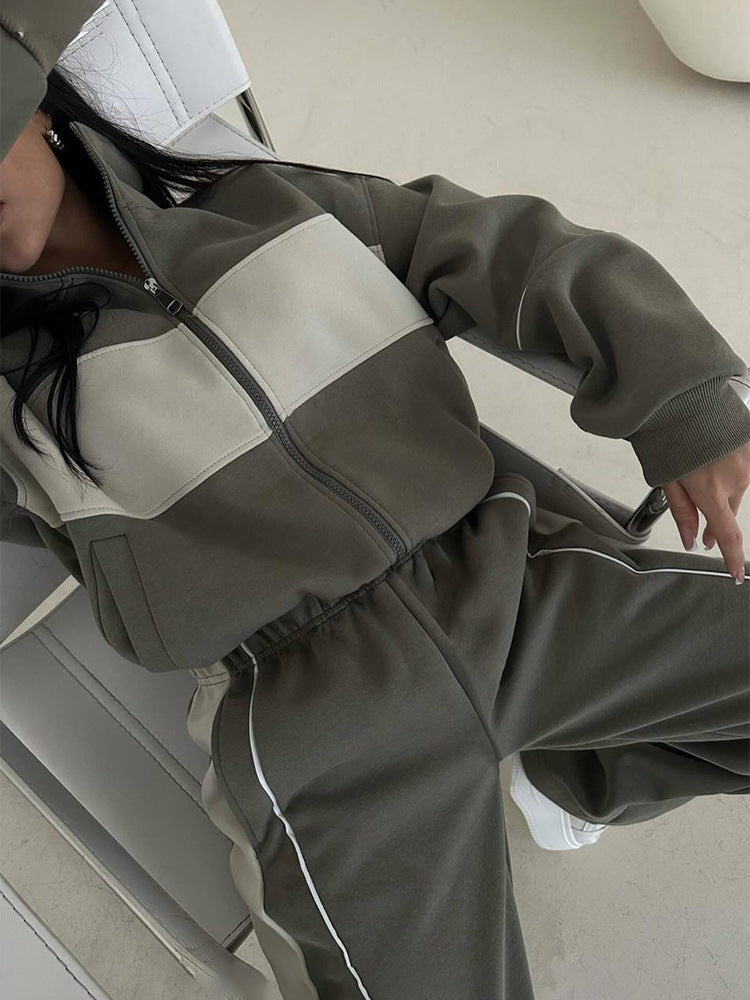 Damen sportliches Freizeit-Loungewear-Set mit Reißverschluss Sovae