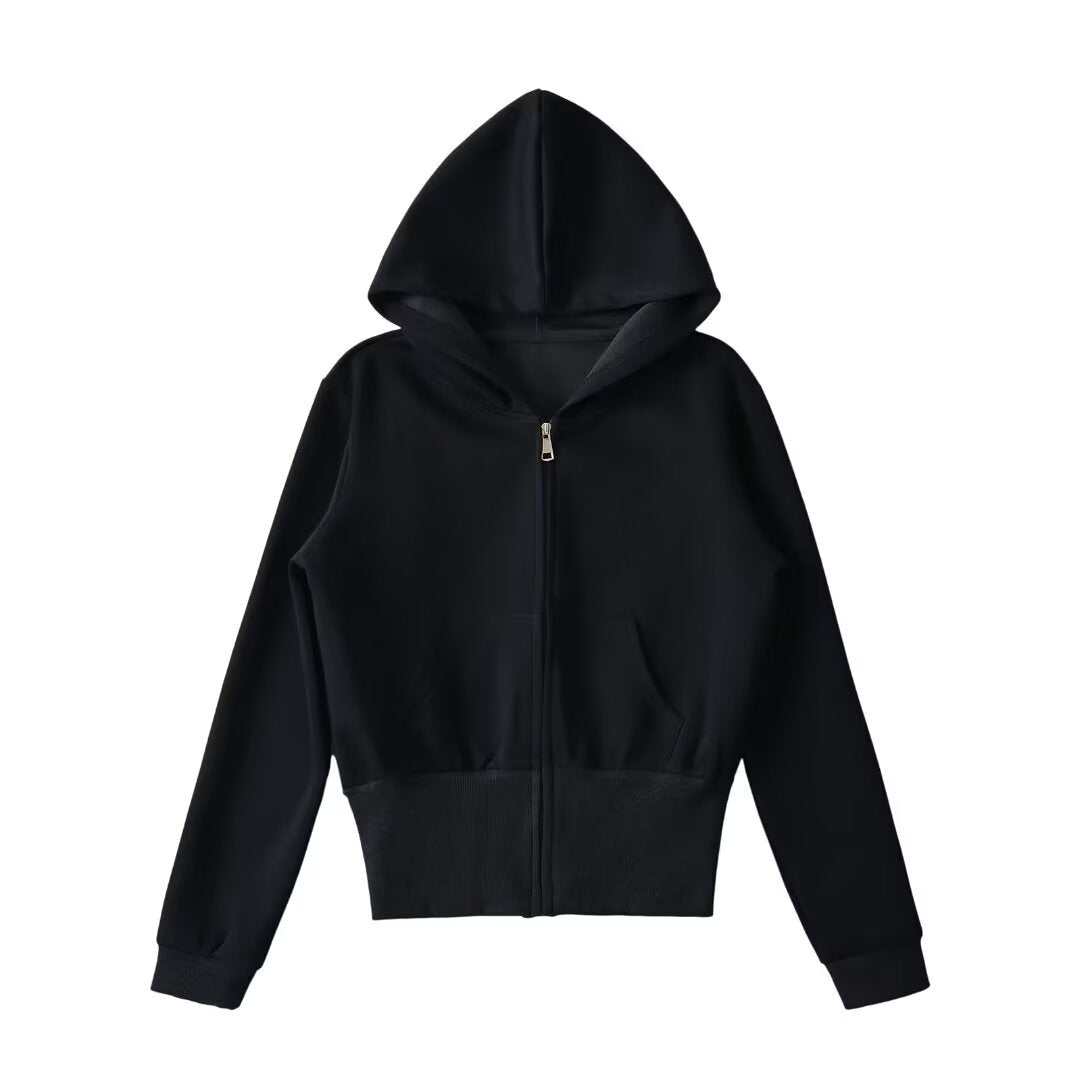 Damen lässige Kapuzenjacke mit Reißverschluss und praktischen Taschen Sovae