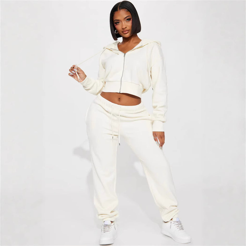 Damen Relaxed-Fit Sweat-Set mit Kapuze und weiten Hosen Sovae