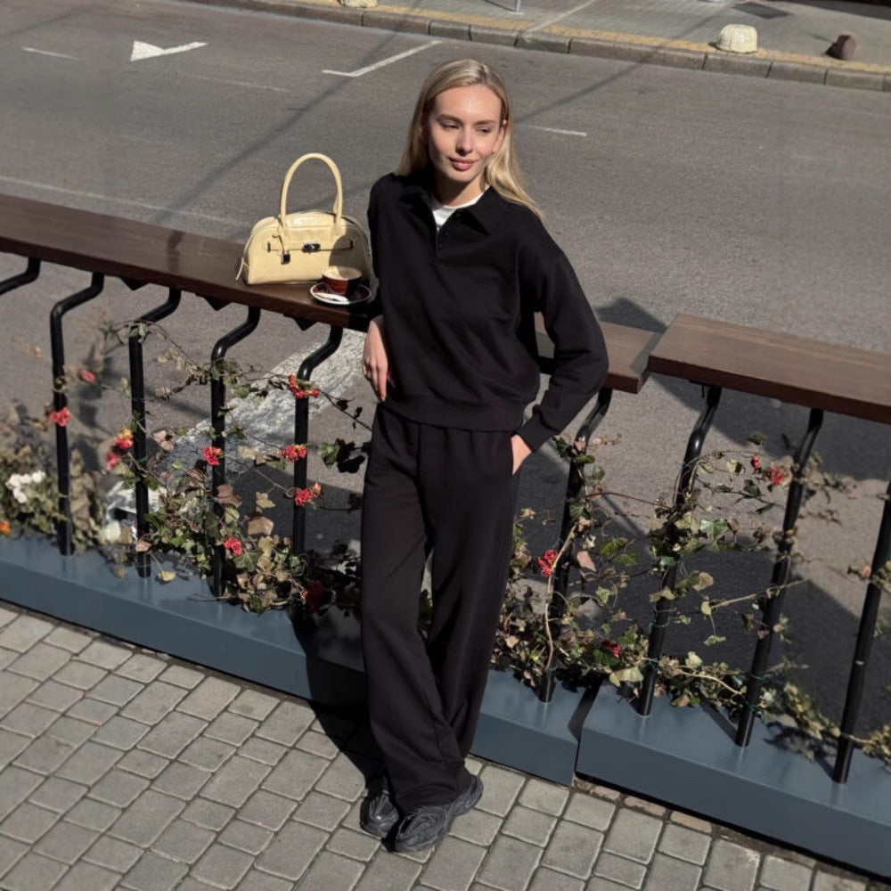 Damen Sportliches Loungewear-Set mit Polokragen Sovae