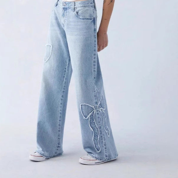 Damen Relaxed Fit Jeans mit modischen Rissen Sovae