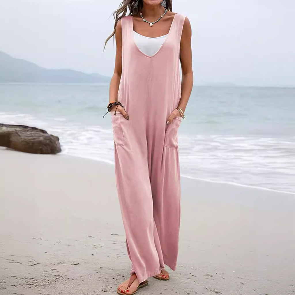 Damen Bequemer Sommeroverall mit weitem Schnitt und praktischen Taschen Sovae