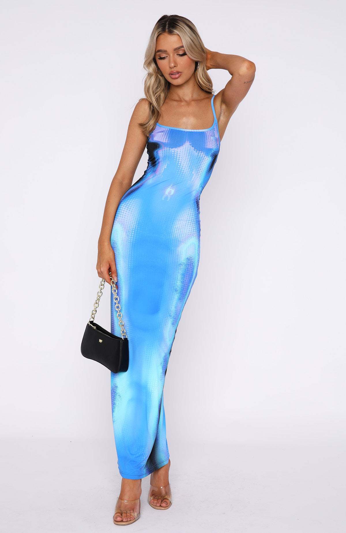 Damen figurbetontes Maxikleid mit schickem Grafikdesign Sovae
