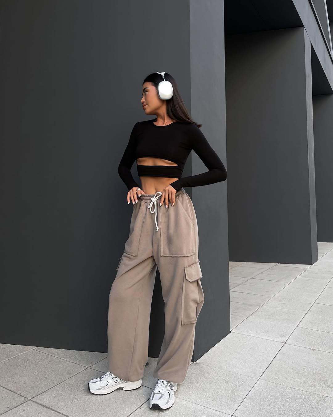 Damen Cargo-Hose mit weitem Schnitt und elastischem Bund Sovae