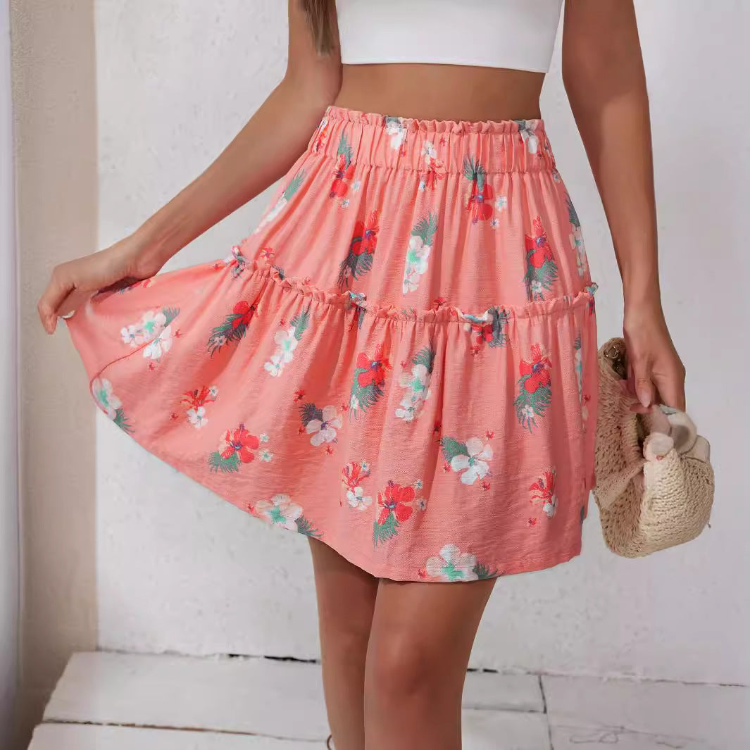 Damen sommerliches Stufenrock mit floralem Design Sovae