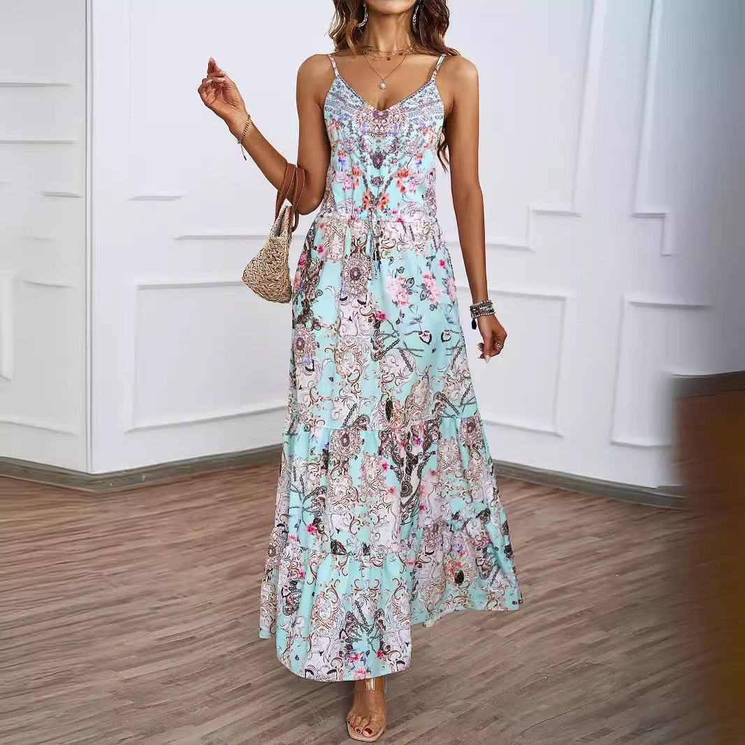 Damen luftiges Maxikleid mit raffinierten Volants Sovae