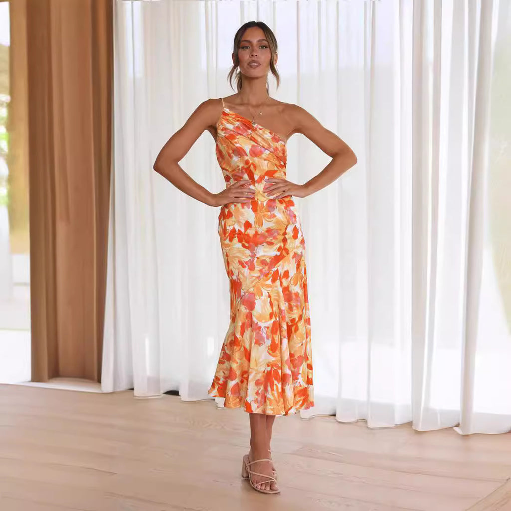 Damen Wickelkleid mit asymmetrischem Schnitt und blühendem Muster Sovae