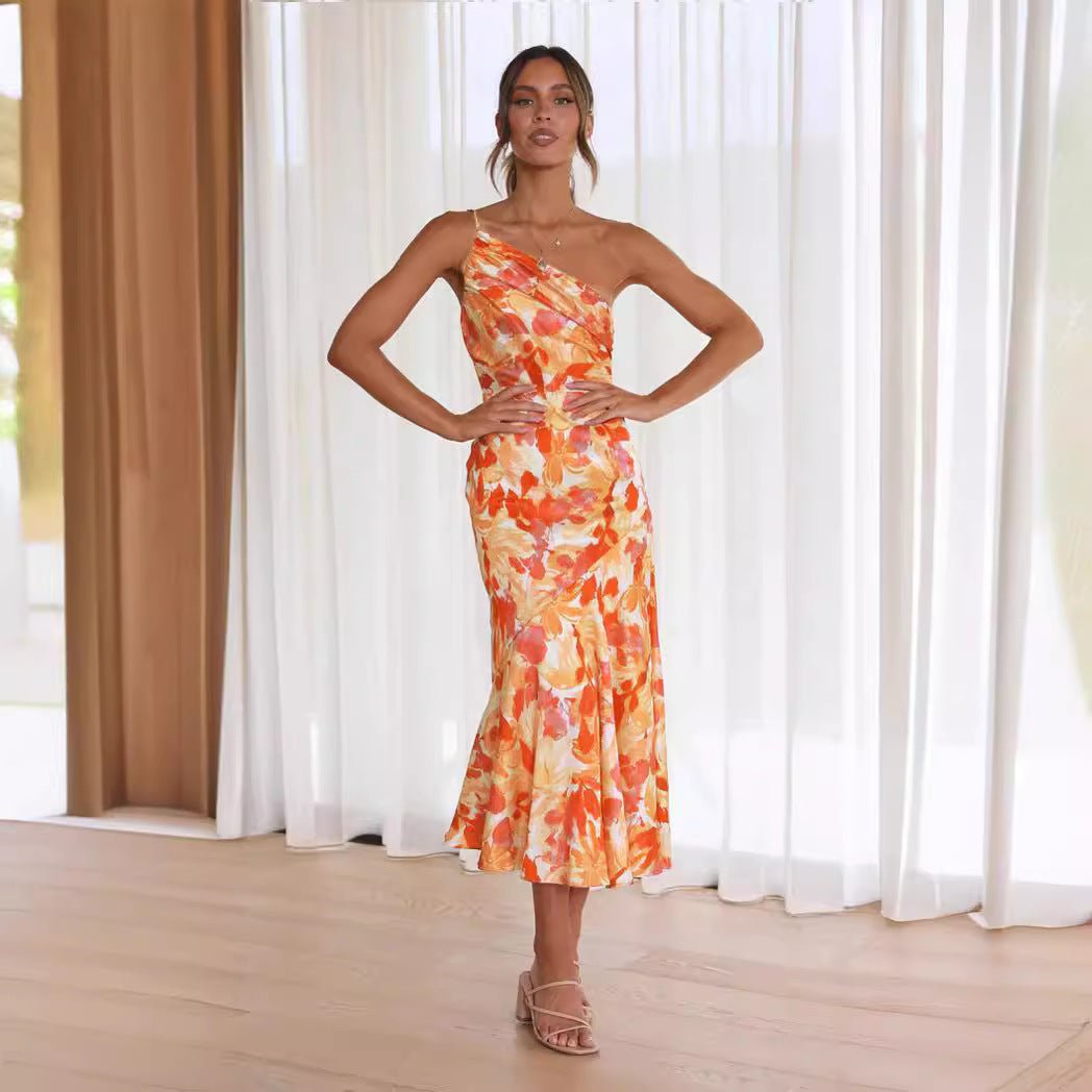 Damen Wickelkleid mit asymmetrischem Schnitt und blühendem Muster Sovae