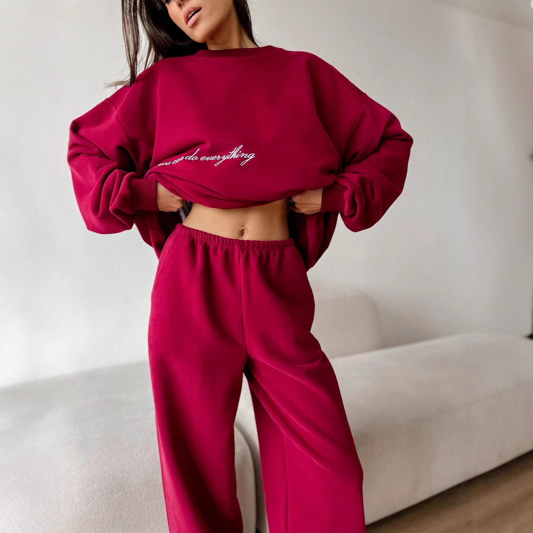Damen gemütlicher Sweater und entspannte Hose Set Sovae