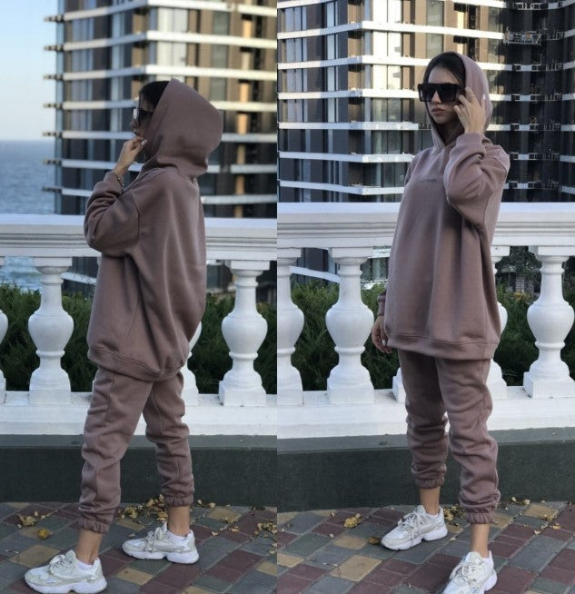 Damen Hoodie- und Jogginghose-Set mit weitem Schnitt Sovae