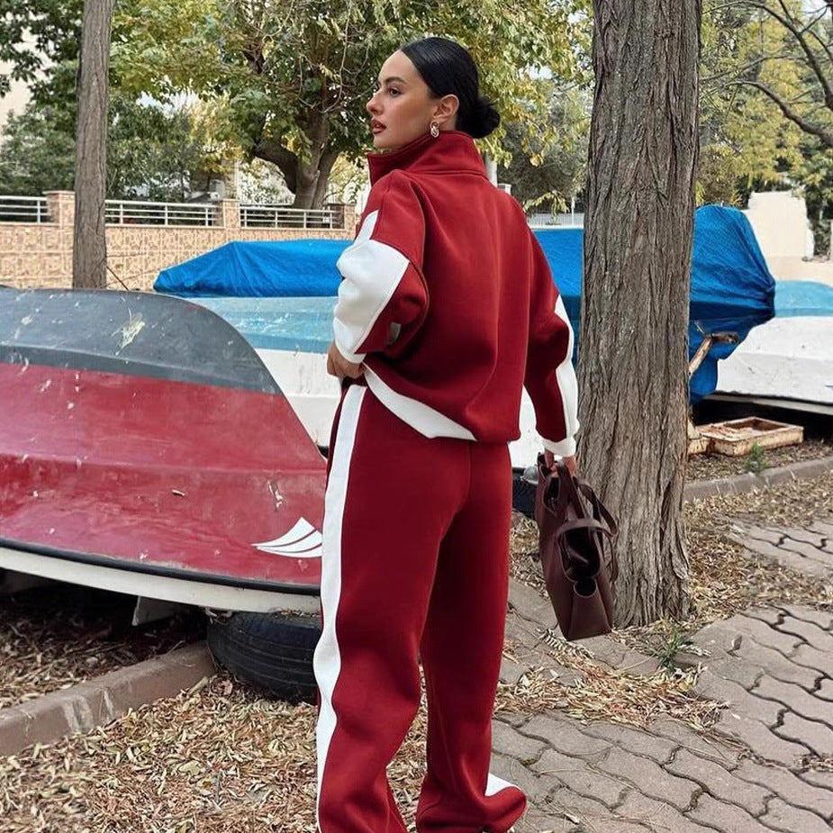 Damen Sportliches Loungewear-Set mit hohem Kragen Sovae