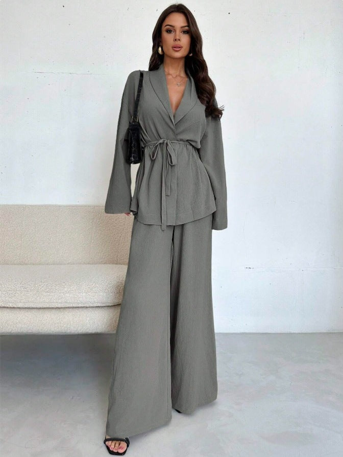Damen Eleganter Oversized Jumpsuit mit Taillengürtel und breitem Bein Sovae