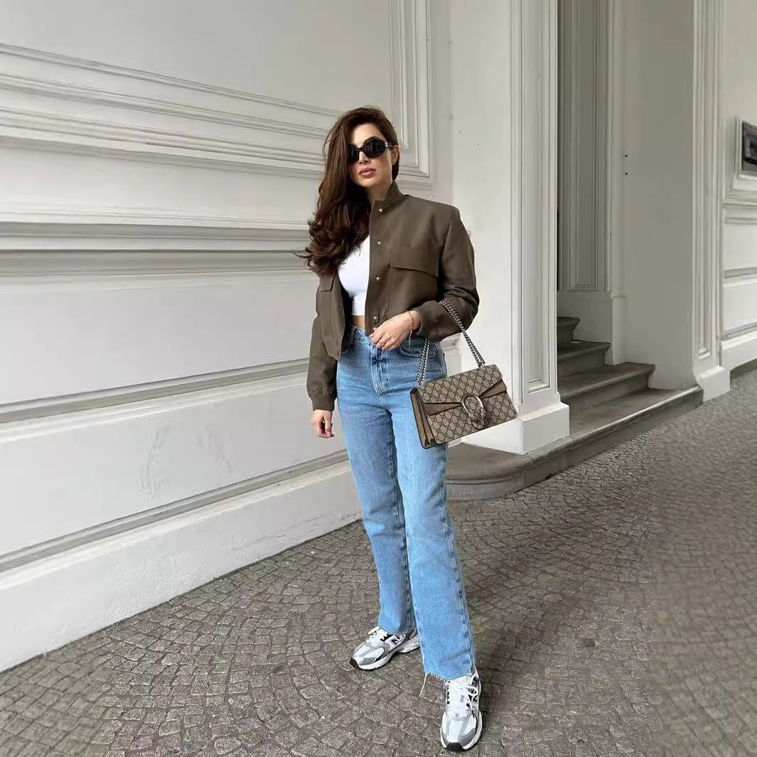 Damen Bomberjacke mit stylischem Schnitt und praktischen Taschen Sovae