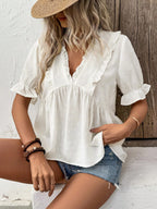 Damen luftige Bluse mit Rüschendetails Sovae