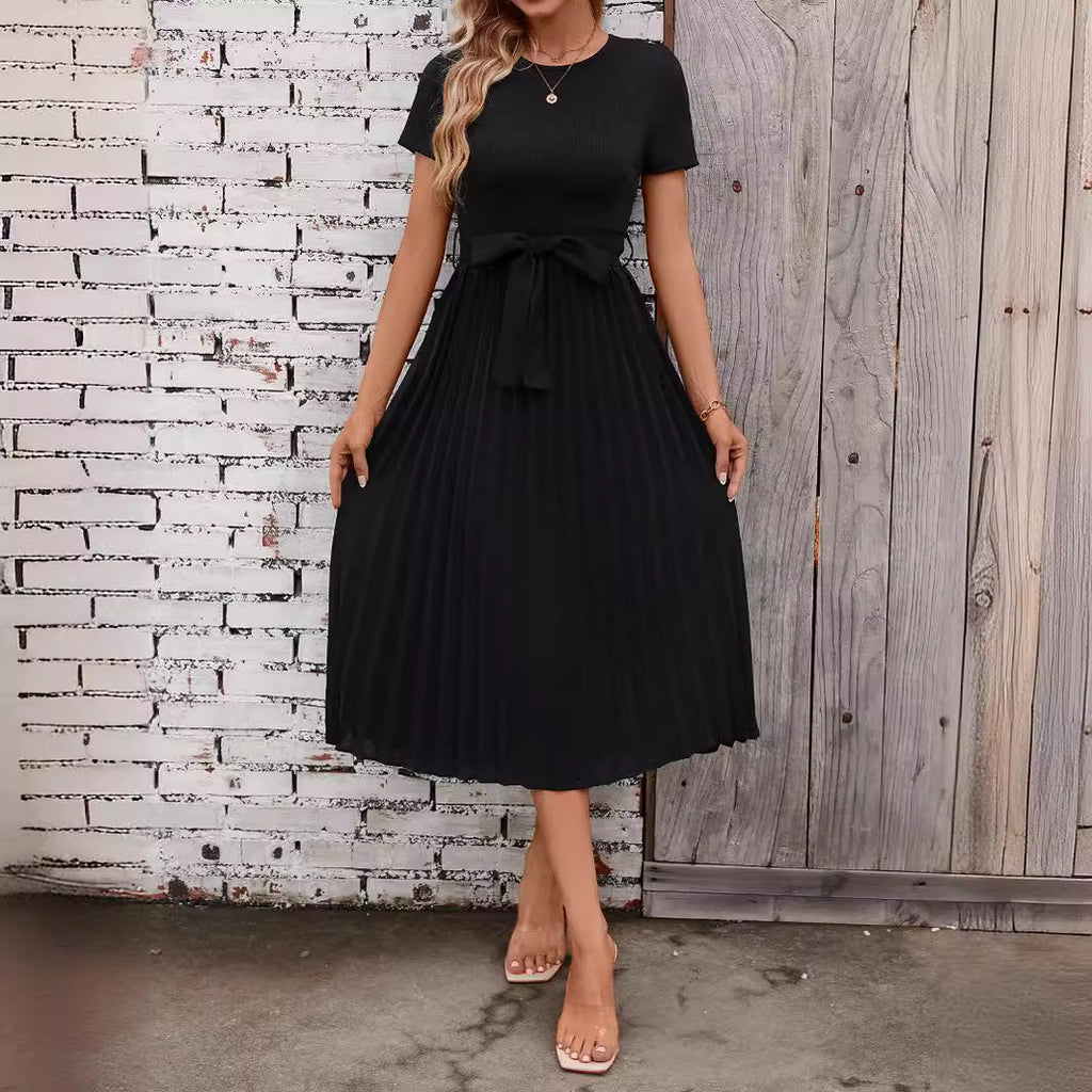 Damen Midikleid mit elegantem Faltenwurf und tailliertem Bund Sovae