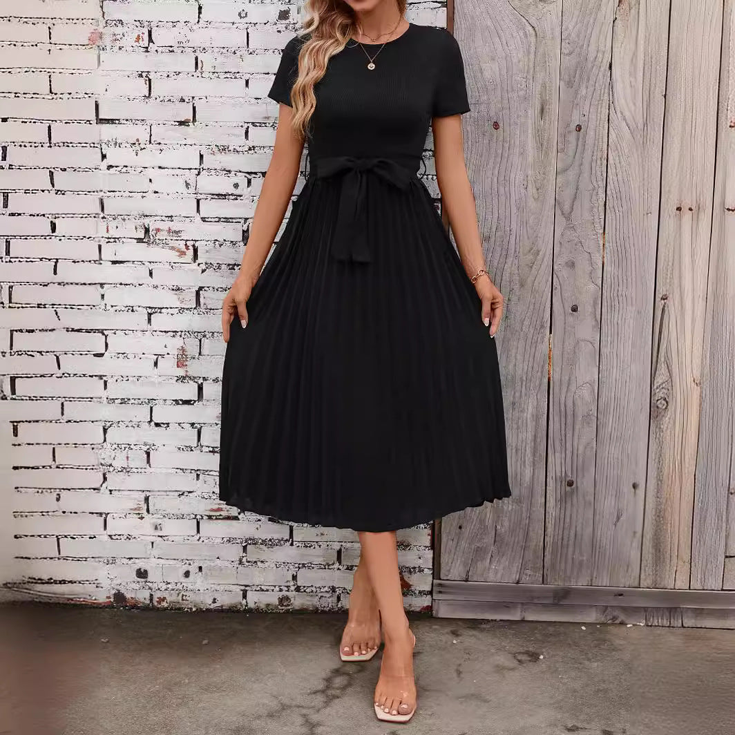 Damen Midikleid mit elegantem Faltenwurf und tailliertem Bund Sovae