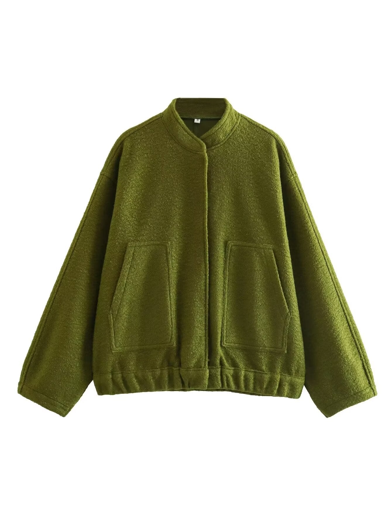 Damen modische Oversized-Jacke mit Stehkragen und seitlichen Taschen Sovae
