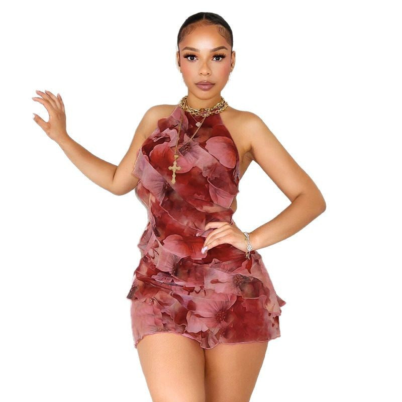 Damen Mini-Kleid mit verspieltem Rüschendesign Sovae