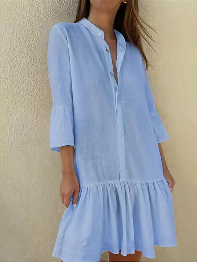 Damen Hemdkleid mit Rüschen Sovae