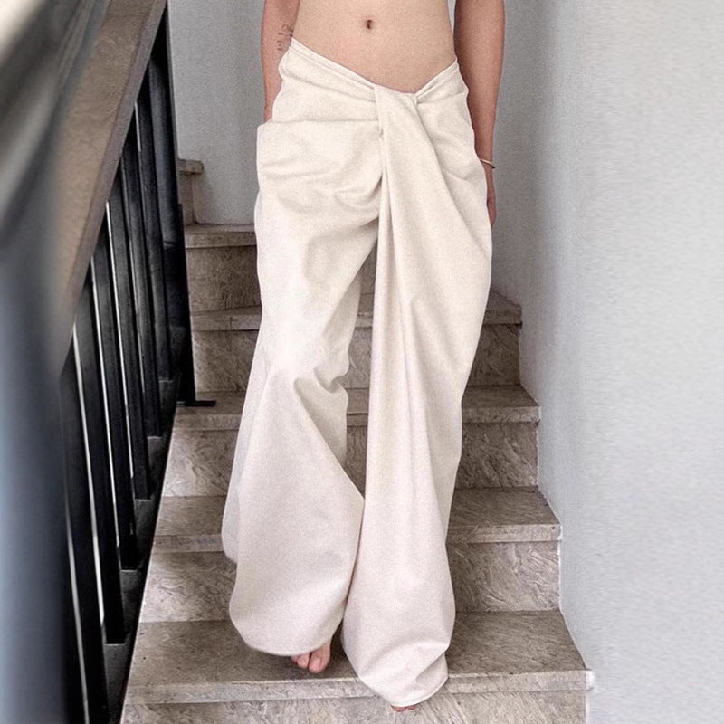 Damen Elegante Weite Hose mit innovativem Wickeldesign Sovae