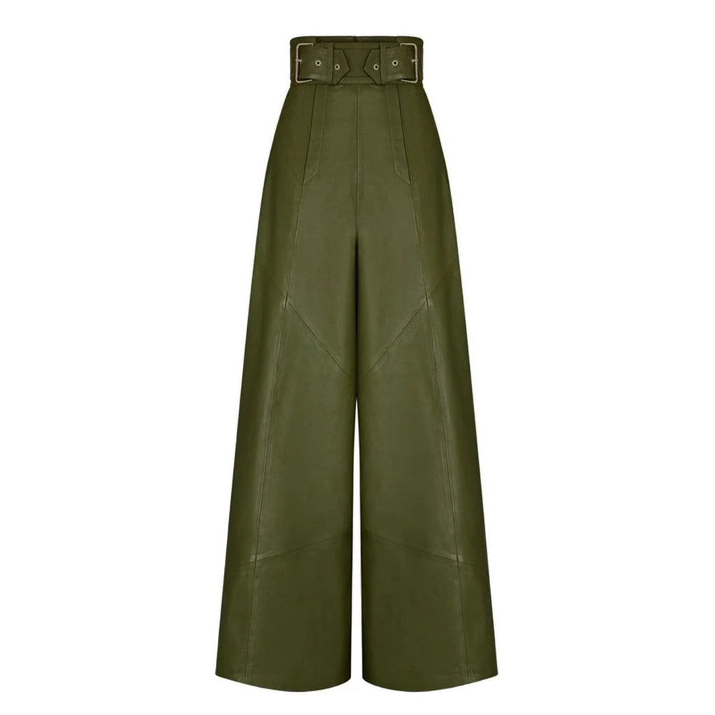 Damen Hochtaillierte Lederhose Sovae