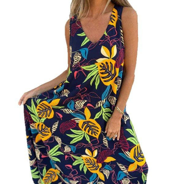 Damen Maxikleid mit Tropenprint Sovae