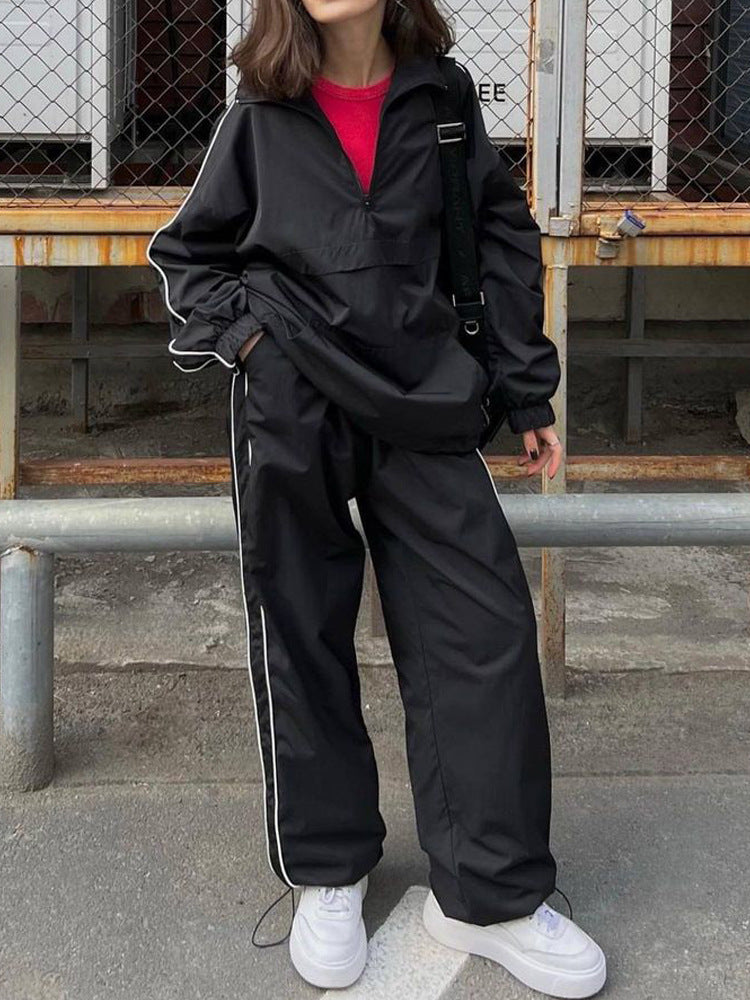 Damen sportlicher Windbreaker-Anzug mit hohem Kragen Sovae