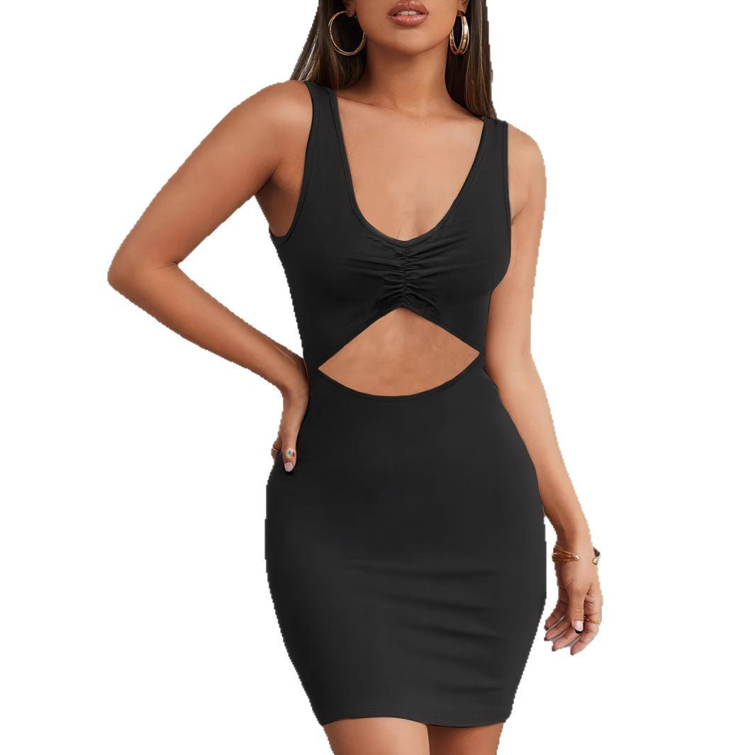 Damen figurbetontes Minikleid mit Cut-Out und Raffung Sovae